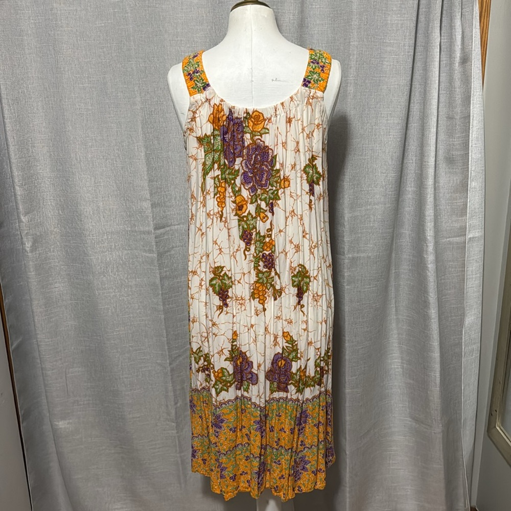 Batik Dress-Sz S/M-Cotton Blend Popover Style-Boho Chic Casual - Picture 11 of 15